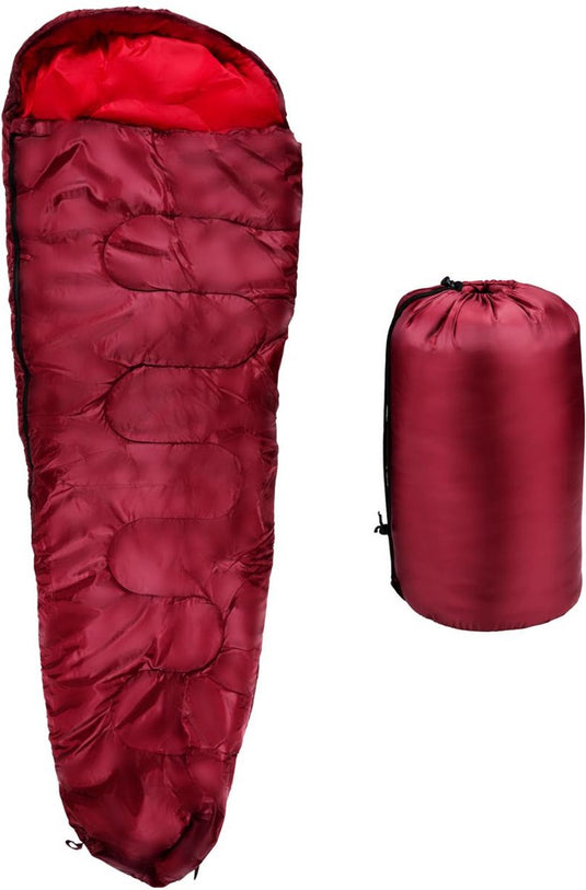 Camp active mummy slaapzak - zomerslaapzak voor 5°c tot 10°c - 210 x 80 cm - rood