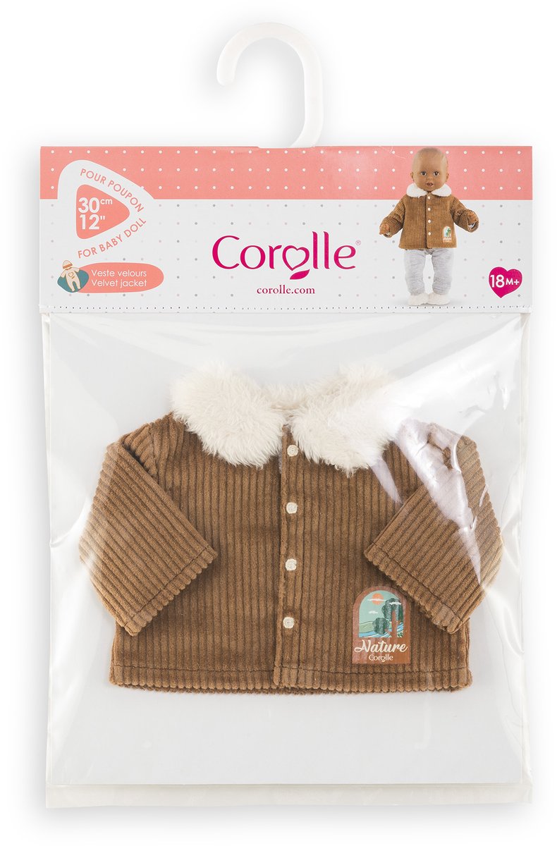 Load image into Gallery viewer, Corolle poppenjasje velours kleine ontdekker 30cm bruin fleece.
