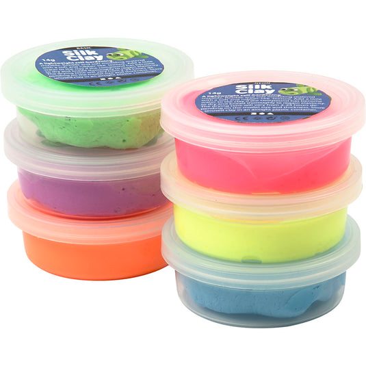 Silk clay - neon kleuren, 6x14gr.
