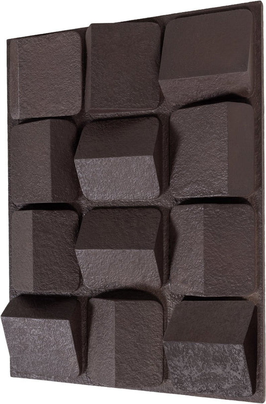 Woood axis wanddeco - betonlook - bruin - 81x61x9