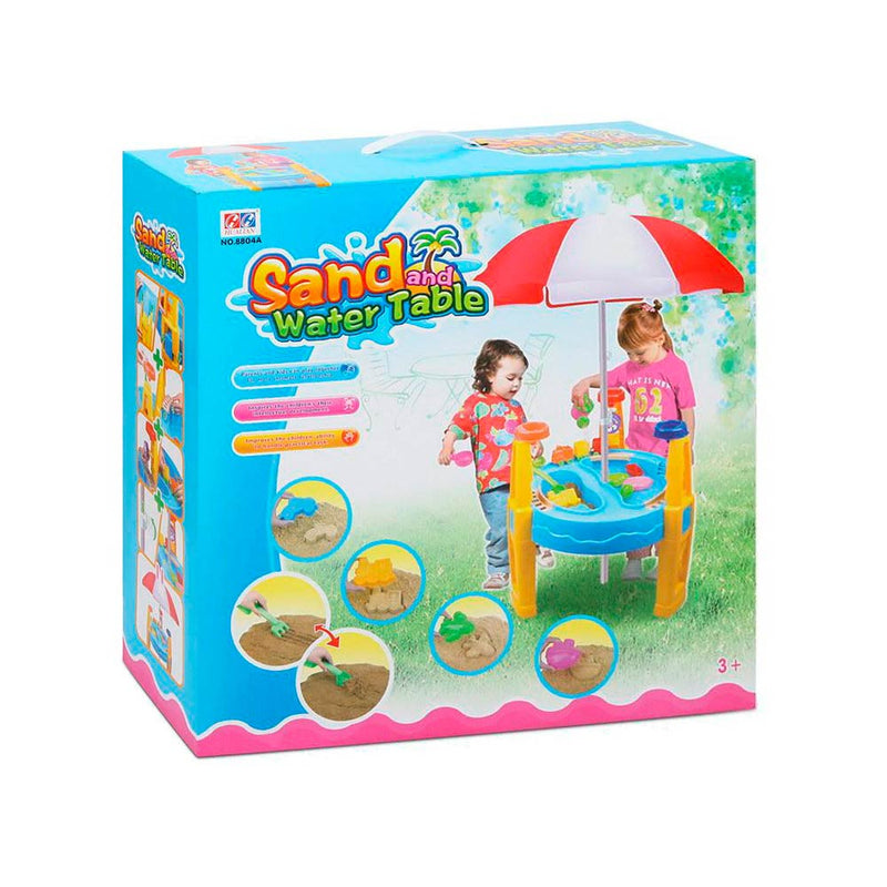 Load image into Gallery viewer, zanden waterspeelplaats met parasol
