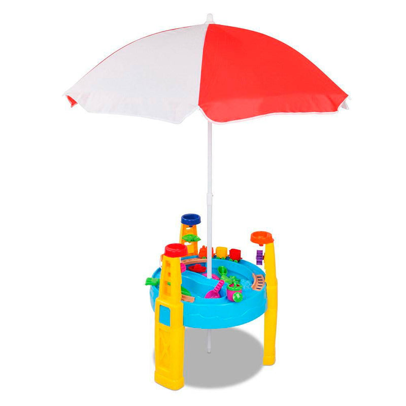 Load image into Gallery viewer, zanden waterspeelplaats met parasol
