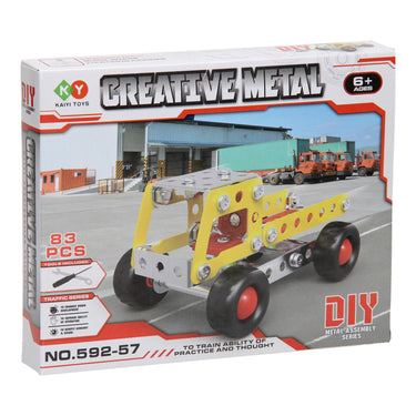 Lobbes speelgoed bv lobbes constructieset metaal kiepwagen bouwspeelgoed 83-delig geel.