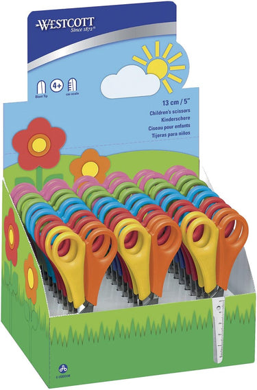 Westcott schaar kids cm verdeling ronde punt display 30 stuks assorti