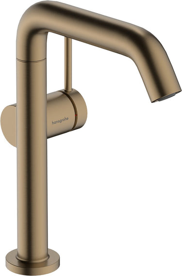 Hansgrohe tecturis s - wastafelkraan - ééngreeps bediening - coolstart energiebesparend - met afvoerplug - 210mm maat - draaibare uitloop - brushed bronze