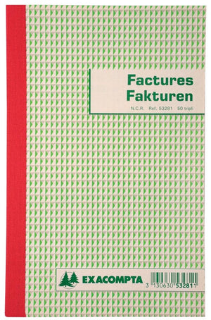Exacompta factuur - 2 talig - 21 x 13,5 cm - tripli - 2 rings