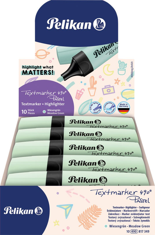 Pelikan textmarker 490 - markeerstift - pastel groen - 10 stuks
