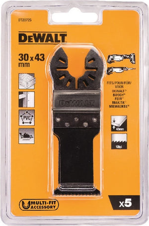 Dewalt 43x31mm multitool zaagblad hcs tbv snel zagen hout (5 stuks) - dt20725