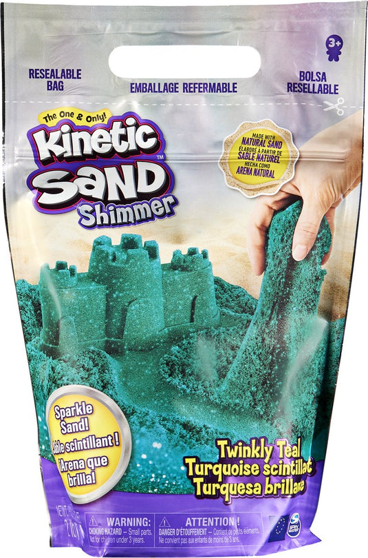 Kinetic sand - sprankelend blauwgroen natuurlijk glinsterend zand - 907 g origineel - sensorisch speelgoed