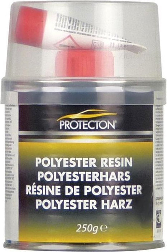 Protecton polyesterhars - voor herstellen en dichten van gaten – toepasbaar op van staal, aluminium, hout, beton en polyester - elastisch en bestand tegen chemicaliën - uitstekende hechting - met tube verharder – 250 gram