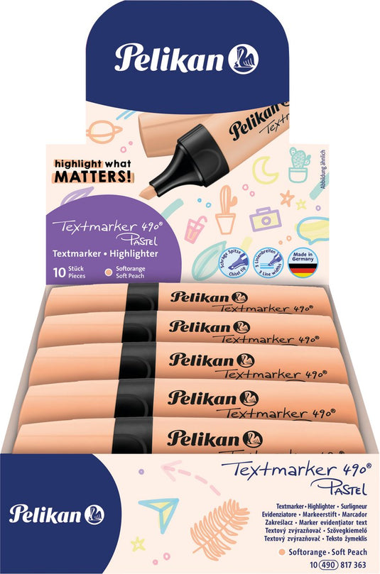 Pelikan textmarker 490 - markeerstift - pastel oranje - 10 stuks