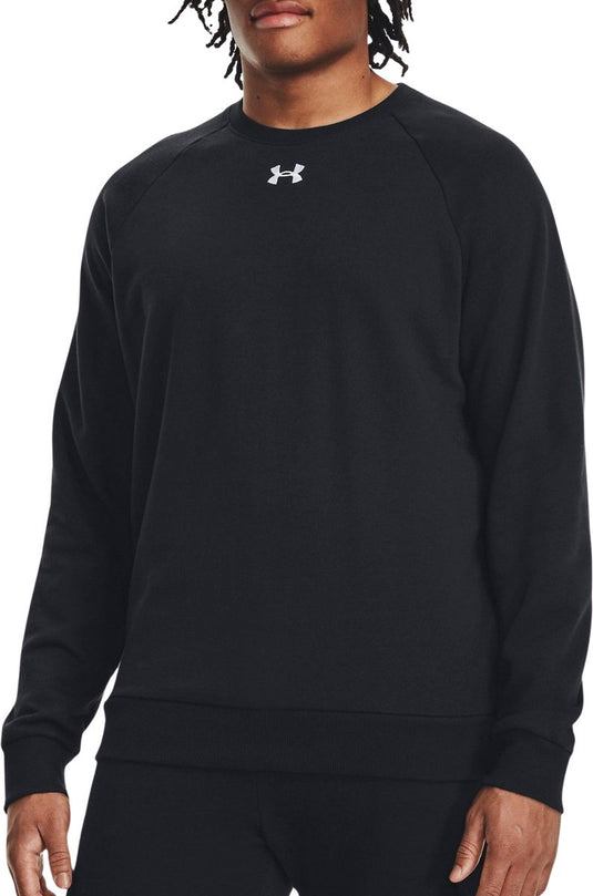 Under armour ua rival fleece crew-blk heren sporttrui - zwart - wit
