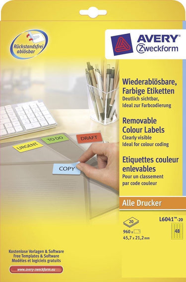 Avery etiketten l6041 geel 960 stuks