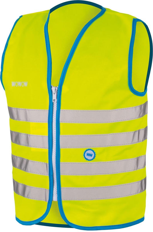 Wowow veiligheidshesje kind met rits en 1150 - fun fietsjas - maat s - unisex - geel blauw zilver