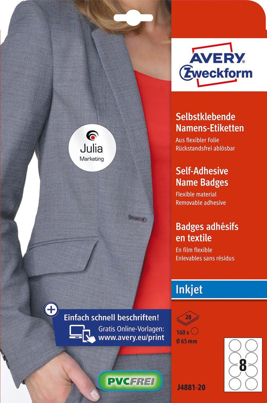 Avery naambadge-etiketten zweckform j4881-20