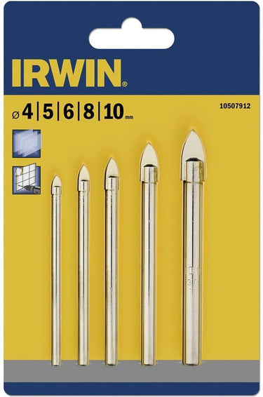 Irwin - boorset voor glas en tegels - 5 stuks - 4, 5, 6, 8, 10 mm