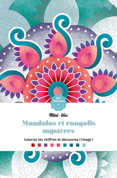 Hachette heroes mini bloc mandalas et rangolis mystères - kleuren op nummer kleurboek voor volwassenen - hachette