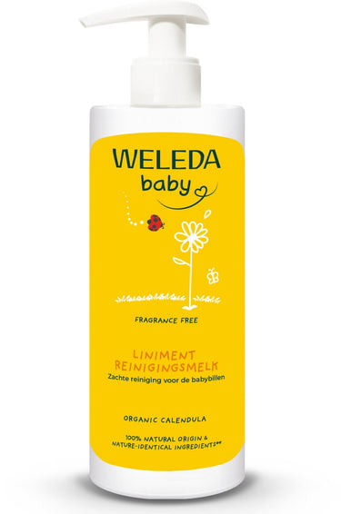 Weleda baby liniment reinigingsmelk - calendula - luierverschoning - babybillen reinigingsmelk - reinigt zacht en mild - 100% natuurlijke ingrediënten - 400ml