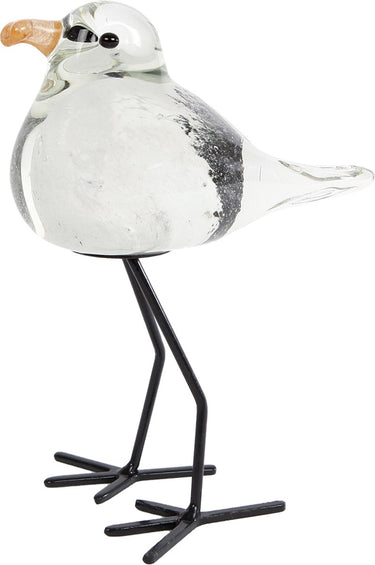 Van manen sculptuur zeemeeuw decoratie glas wit zwart 11x8,5x15cm speelgoed.