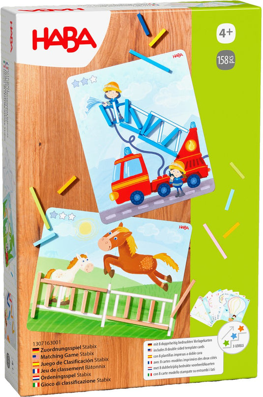Haba ordeningsspel stabix houten educatief spel voor kinderen.