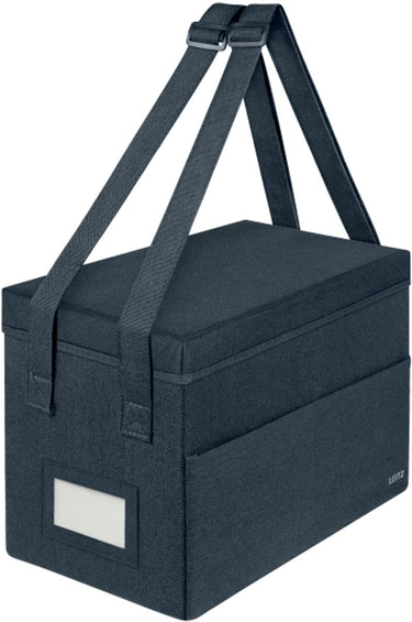 Leitz stoffen compacte hot desking opbergtas met deksel - opvouwbare opbergbox - 57% gerecycled - laptop tot 14'' - fluweel grijs