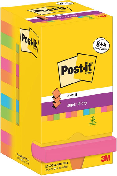 Post-it super sticky z-nots post_it r330-sscarn-p8+4 76x76 multikleur