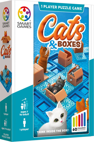 Smartgames cats boxes - logisch denkspel - 60 poezelige uitdagingen - compact solospel voor kinderen volwassenen - vanaf 7 jaar