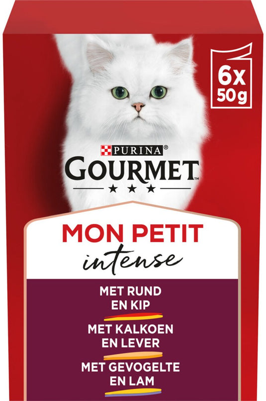 Gourmet mon petit intense - kattenvoer natvoer - duo vlees - 48 x 50 g