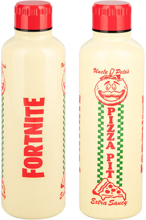 Paladone fortnite pizza pit metal water bottle – officieel gelicentieerde roestvrijstalen drinkfles 500 ml met schroefdop-