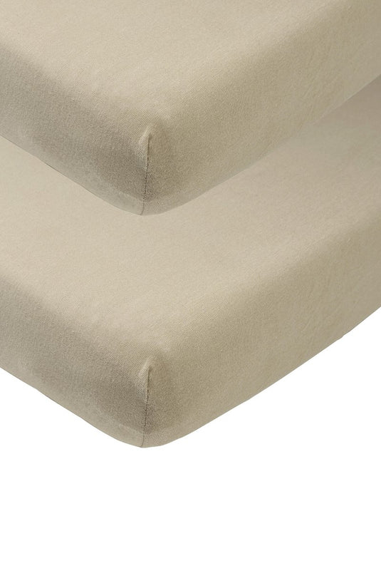 Meyco baby uni hoeslaken juniorbed - 2-pack - taupe - 70x140 150cm