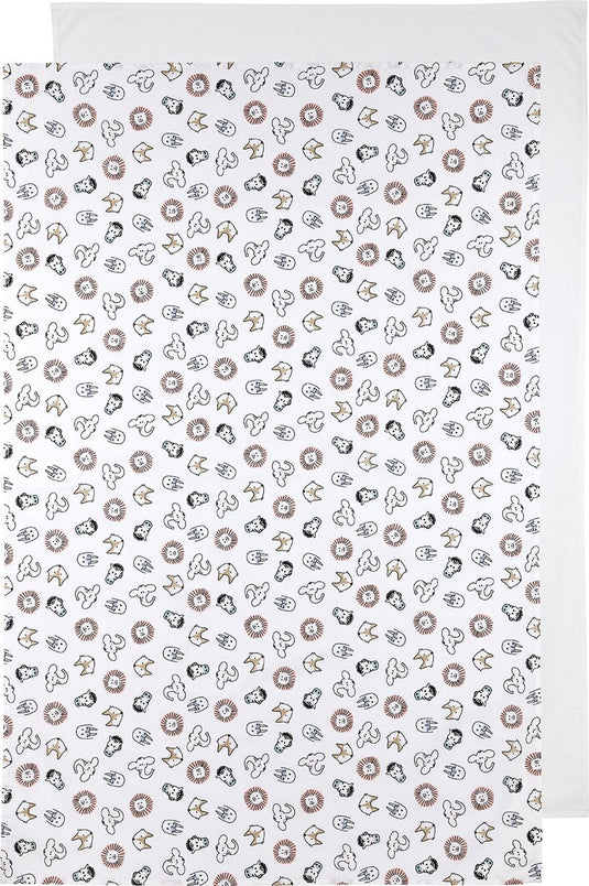 Meyco baby animal uni wieglaken - 2-pack - white - 75x100cm - 0.3 tog