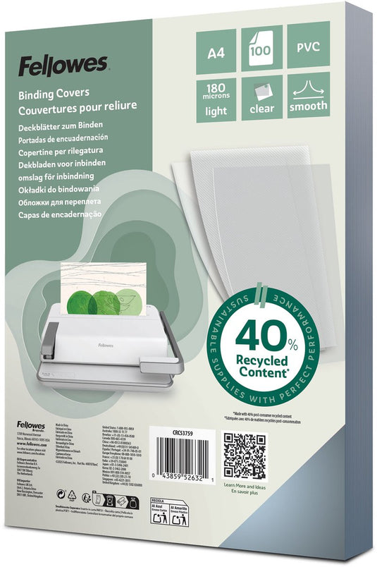 Fellowes schutbladen a4 - 180 micron - 100 stuks