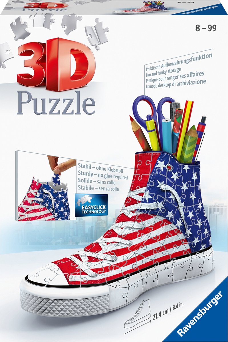 Afbeelding laden in galerijviewer, Ravensburger sneaker american style- 3d puzzel - 108 stukjes
