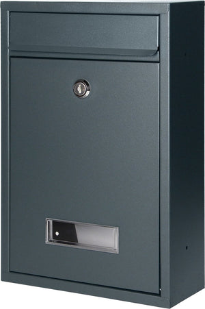 Virone kleine brievenbus bali met slot 32x22x9 (lxbxd in cm) – brievenbus rvs met naamplaatje – brievenbussen hangend – antraciet