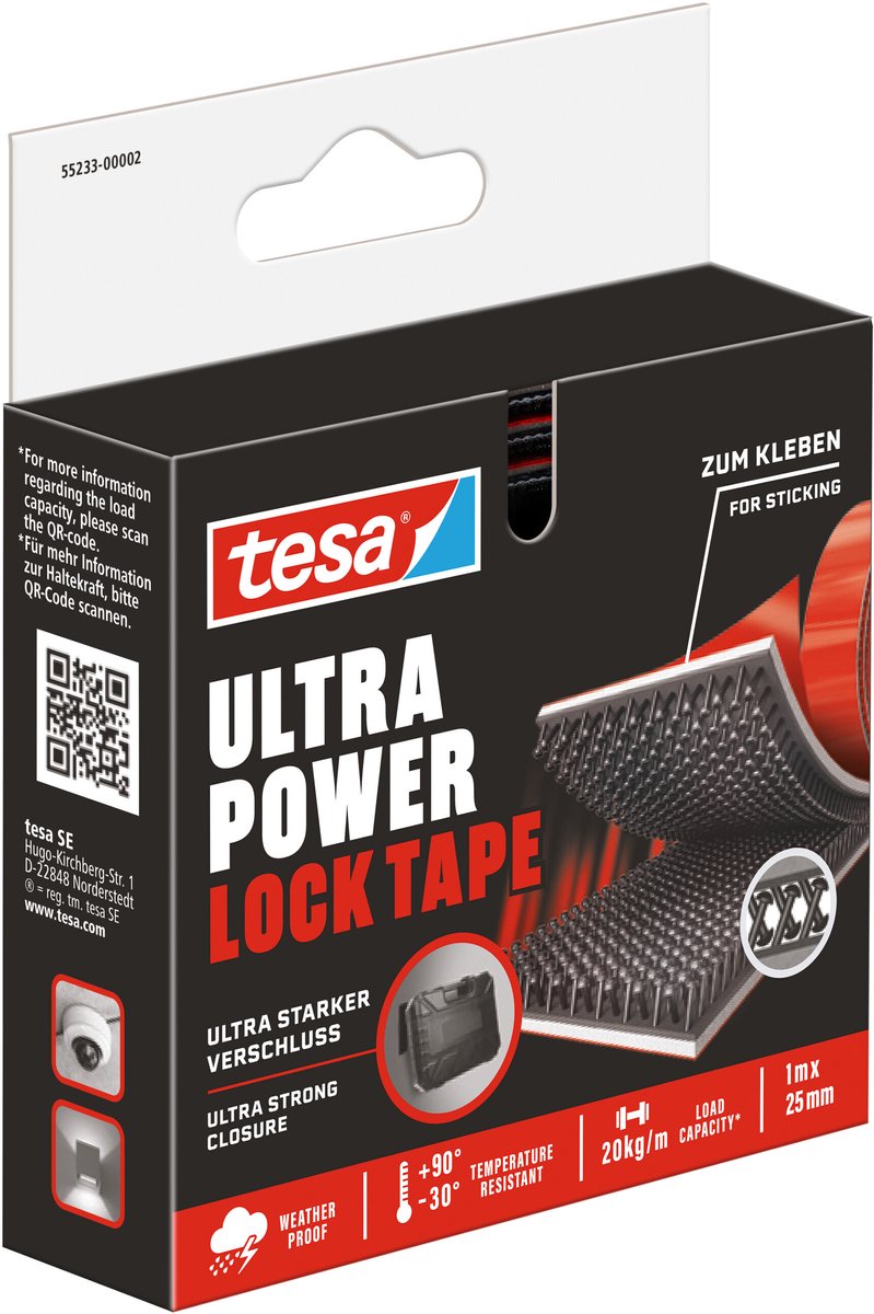 Load image into Gallery viewer, Tesa klittenband ultra power lock tape zelfklevend extreem sterk weerbestendig – 1m x 25mm
