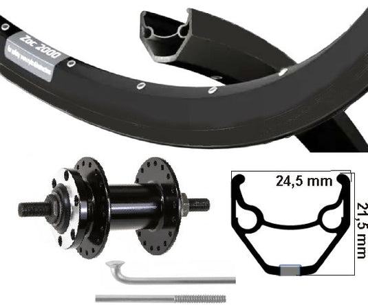 Kgs voorwiel 28 inch (622) zac 2000 + spaak rvs disk 6 bout vaste as