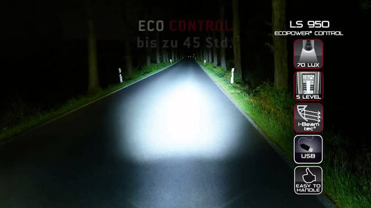 Trelock koplamp ls950 control ion - 70 lux - incl. houder