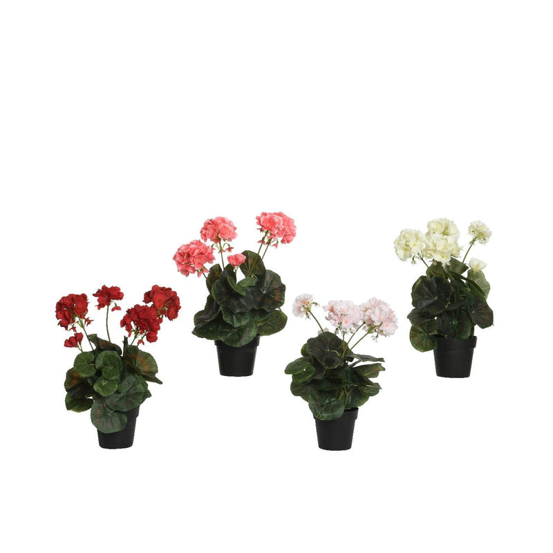 Afbeelding laden in galerijviewer, Decoris kunstplant geranium in pot polyester 25x25x35cm 4 assorti
