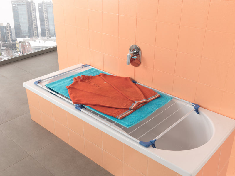 Load image into Gallery viewer, Metaltex cervino badkuipdroogrek 10 m drooglengte wit blauw
