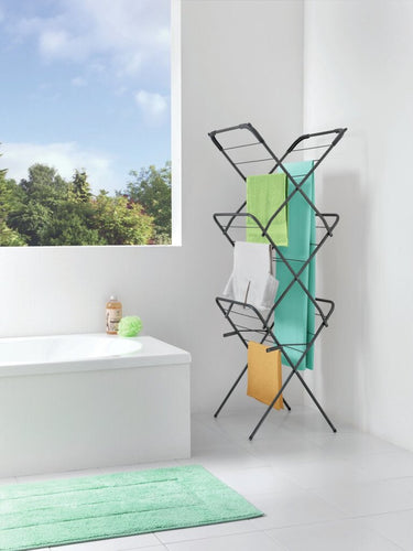Tomado-metaltex tomado droogrek concerto 9,5m drooglengte zwart met haakjes voor kledinghangers