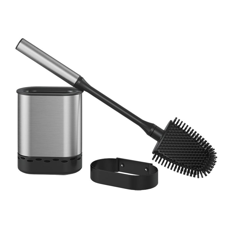 Load image into Gallery viewer, Metaltex cleany toiletborstel + houder 13x8x47 cm zwart rvs
