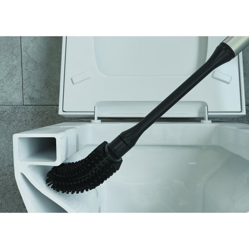 Load image into Gallery viewer, Metaltex cleany toiletborstel + houder 13x8x47 cm zwart rvs
