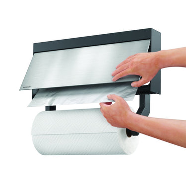 Metaltex kitchen helpers tango keukenrolhouder met snijhulp 38x6x17 cm rvs grijs