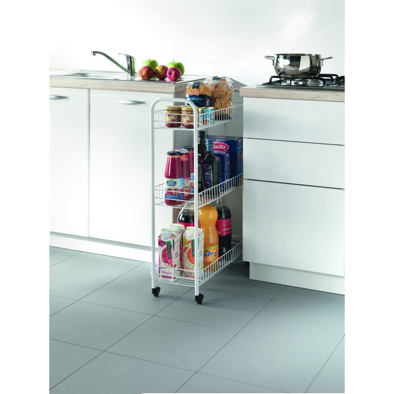 Load image into Gallery viewer, Tomado-metaltex slim keukentrolley met wielen 23x56x84 cm wit
