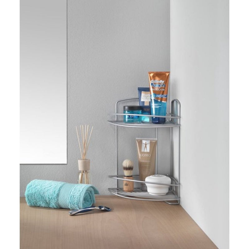Load image into Gallery viewer, Metaltex onda badkamer-hoekrek 2 etages 22x22x35 cm zilver
