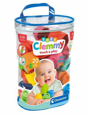 Clementoni baby soft clemmy blokken met opbergtas - 20dlg.