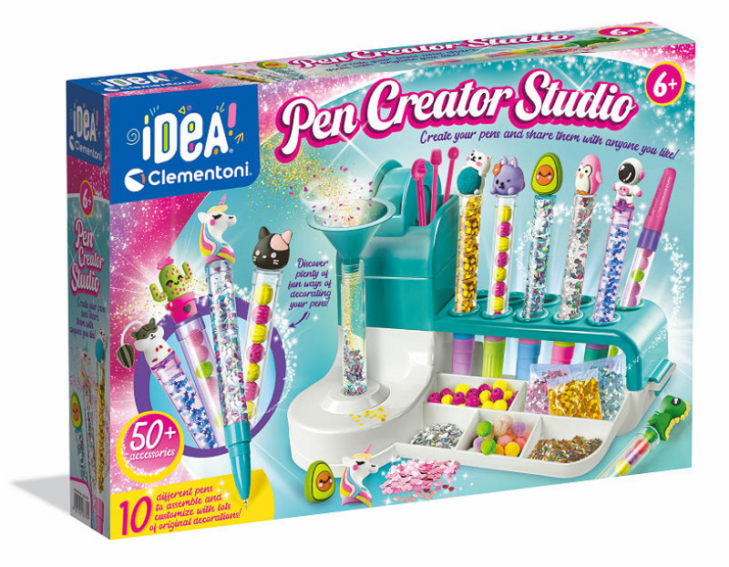 Load image into Gallery viewer, Clementoni idea - pennen creatiestudio - knutselpakket vol accessoires - kawaii glitterpennen - het creatieve cadeautje - vanaf 6 jaar
