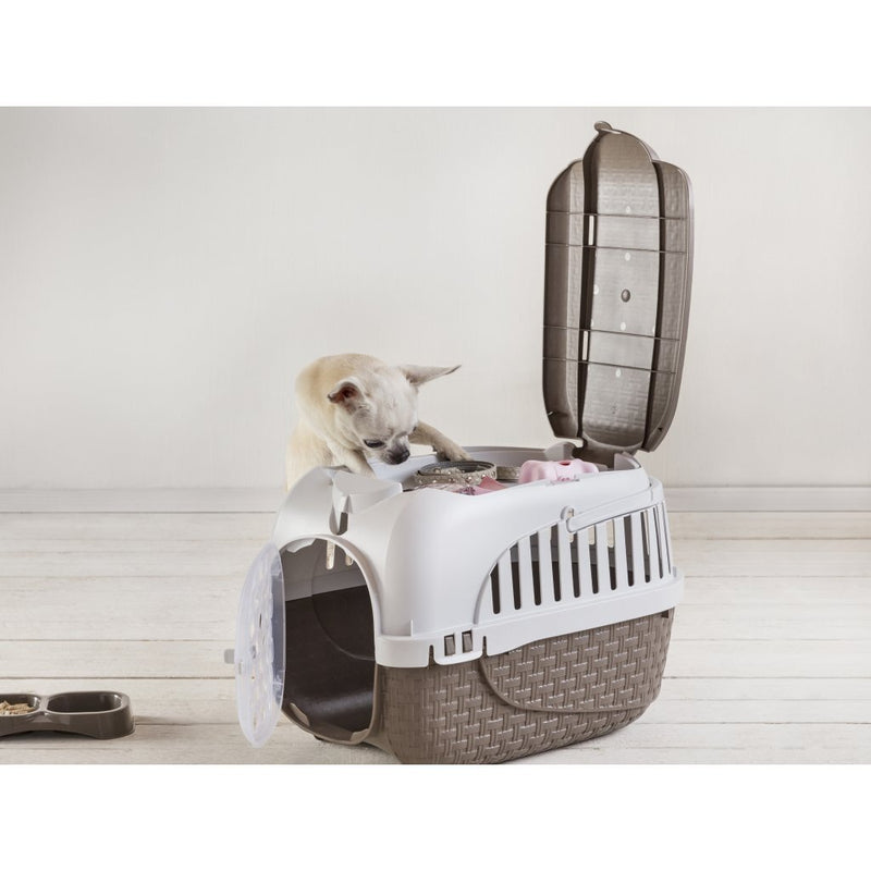 Load image into Gallery viewer, Bama pet transportbox 52x33x34 cm taupe wit
