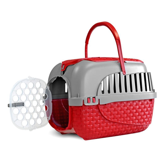 Bama pet transportbox 52x33x34 cm rood zilver
