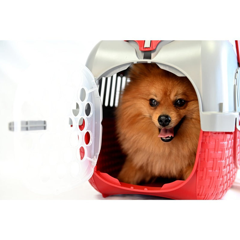 Load image into Gallery viewer, Bama pet transportbox 52x33x34 cm rood zilver
